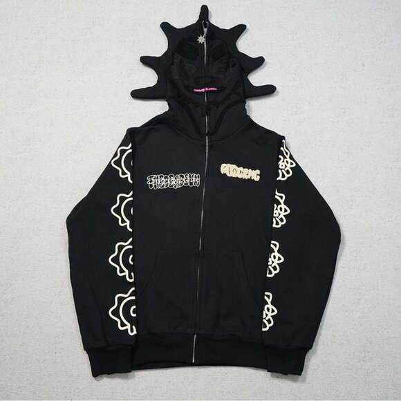 Glo Gang Black Skull Zip Up Hoodie - Picture 1 of 6